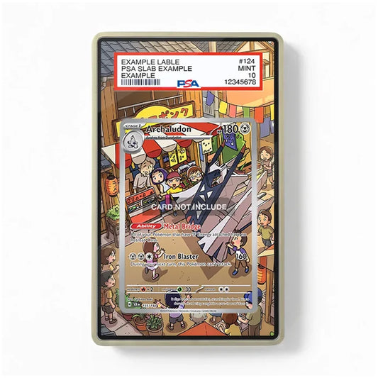 Front view of the Archaludon 155/142 Stellar Crown SIR SAR Extended Art Display Case featuring an immersive extended artwork background around the displayed Pokémon card.