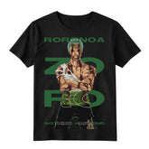 Black Roronoa Zoro anime t shirt with nothing happened quote and bold character design