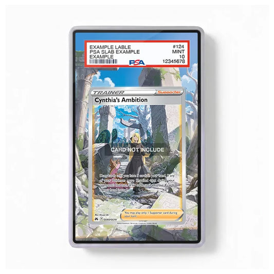 Front view of the Cynthia's Ambition GG60 Crown Zenith-inspired extended art display case for Pokémon TCG collectors.