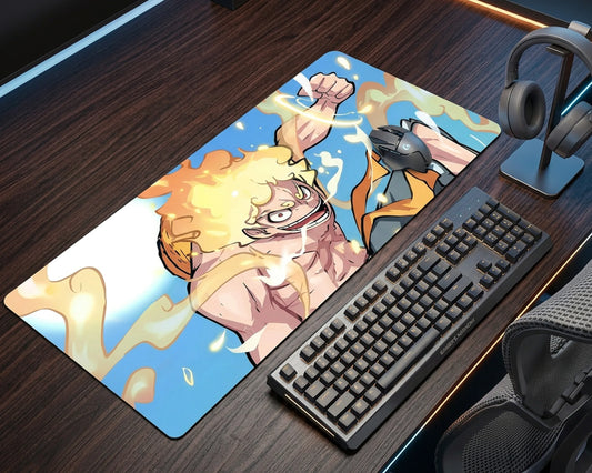 Gear 5 Luffy Golden Aura Anime Mouse Pad Power Mode Desk Mat - TCGVault