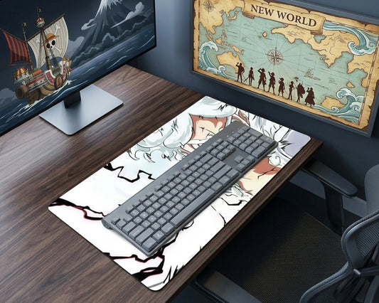 Gear 5 Luffy White Form Anime Mouse Pad Thunder Impact Desk Mat - TCGVault