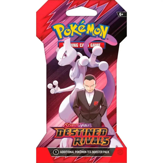 Pokemon TCG Scarlet & Violet Destined Rivals Sleeved Booster Pack featuring Giovanni and Mewtwo artwork | TCGVault