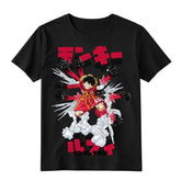 Monkey D Luffy anime t-shirt with Gomu Gomu no Gatling attack graphic design