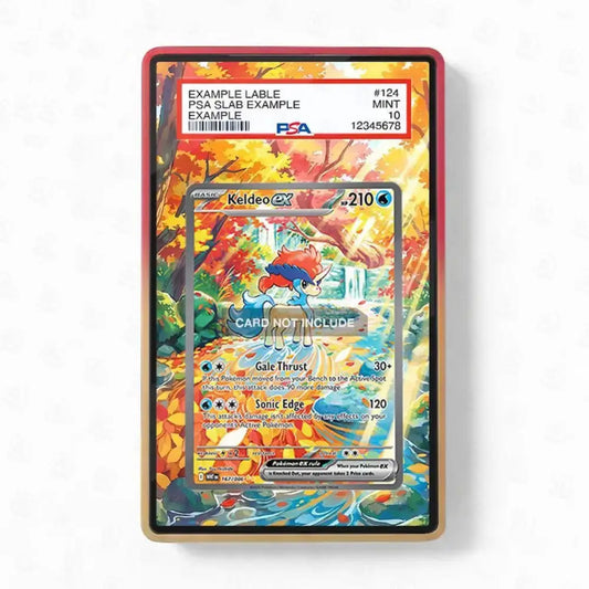A PSA graded Pokémon TCG card slab containing a Keldeo EX card, shown against a plain white background. The slab has a red border and a PSA label at the top.