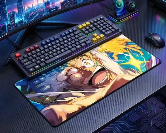 Luffy Gear 5 Joy Power Anime Mouse Pad Lightning Desk Mat XL - TCGVault