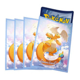 Official Pokémon Center card sleeves featuring high-definition artwork of Mega Dragonite in a dynamic flying pose by TCGVault.