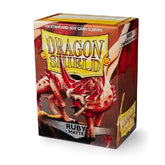 Official Dragon Shield Matte Ruby card sleeves in a sturdy cardboard box for standard-sized TCG cards by TCGVault.