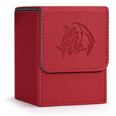 Red ZLCA Emperor Dragon Deck Box with premium textured leather-like finish and secure magnetic flip closure - TCGVault.