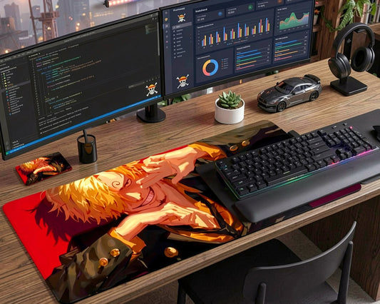 Sanji Dark Style Anime Mouse Pad Red Aura Desk Mat - TCGVault