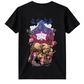 Tony Tony Chopper One Piece anime t-shirt black with multiple forms character graphic and bold streetwear design