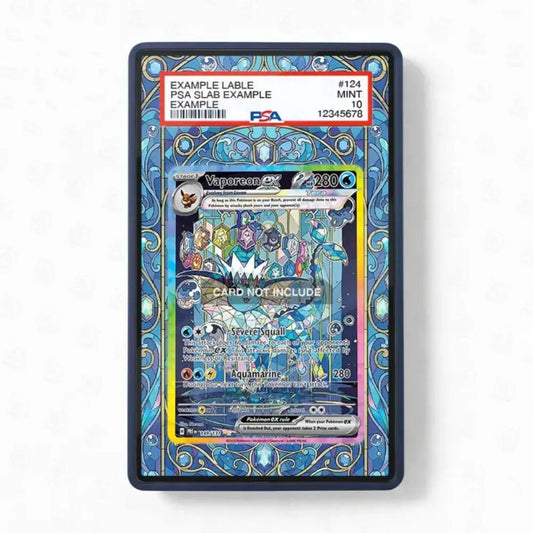 A PSA graded slab containing a Pokémon TCG card, shown against a plain white background. The slab has a blue ornate border and a red PSA label at the top.