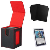 Black and red Venssu MTG Commander Deck Box featuring a premium textured leather exterior and secure magnetic flip lid - TCGVault.