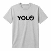 YOLO Minimalist Graphic T Shirt Grey Casual Statement Tee Unisex Streetwear Simple Typography - TCGVault