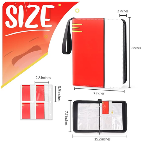 4 Pocket Card Binder Album 400 Cards with Zipper L-Green