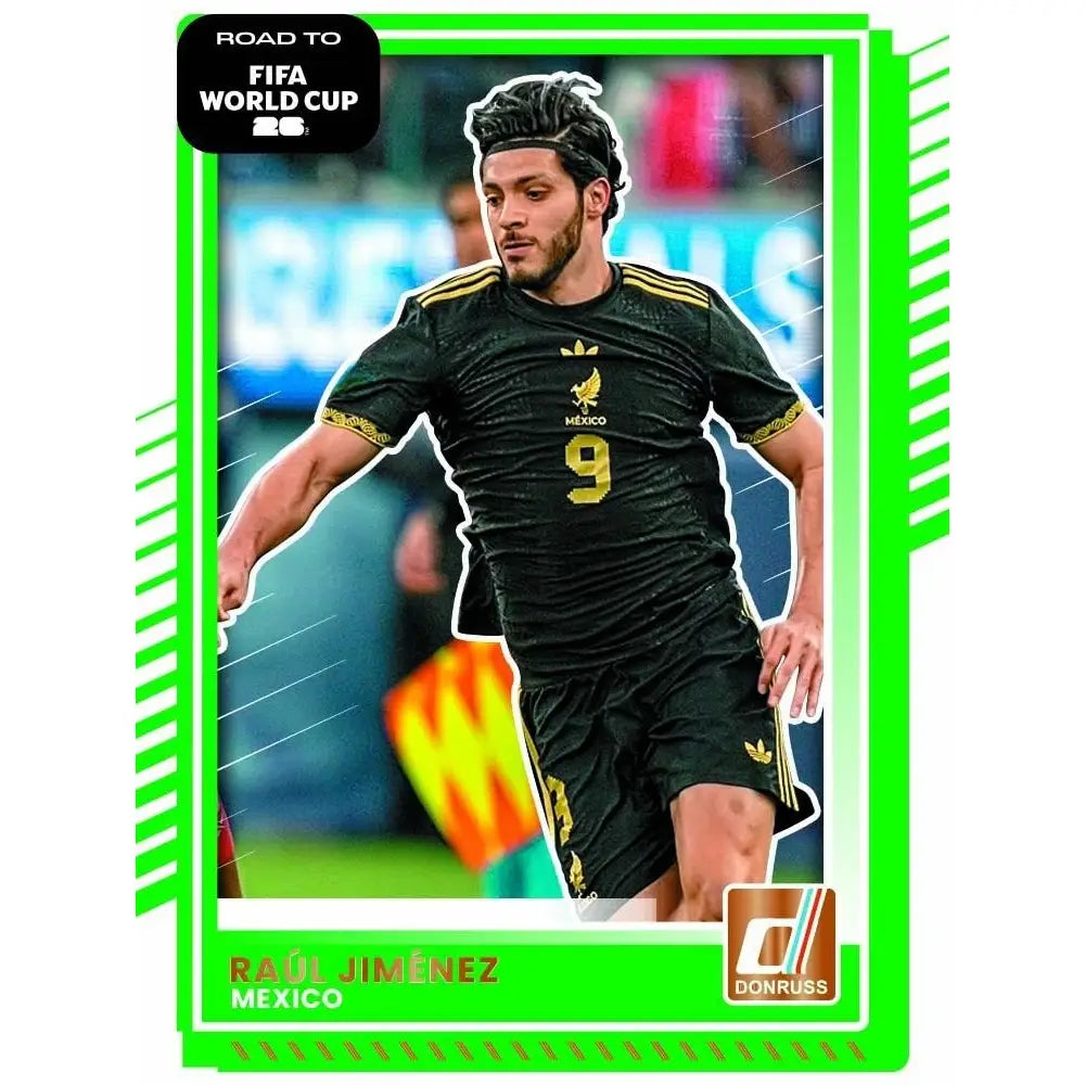 Soccer player card featuring Róñal Jiménez of Mexico with a green border and 'Road to FIFA World Cup 26' text.
