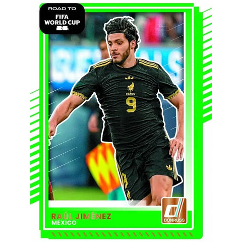 Soccer player card featuring Róñal Jiménez of Mexico with a green border and 'Road to FIFA World Cup 26' text.