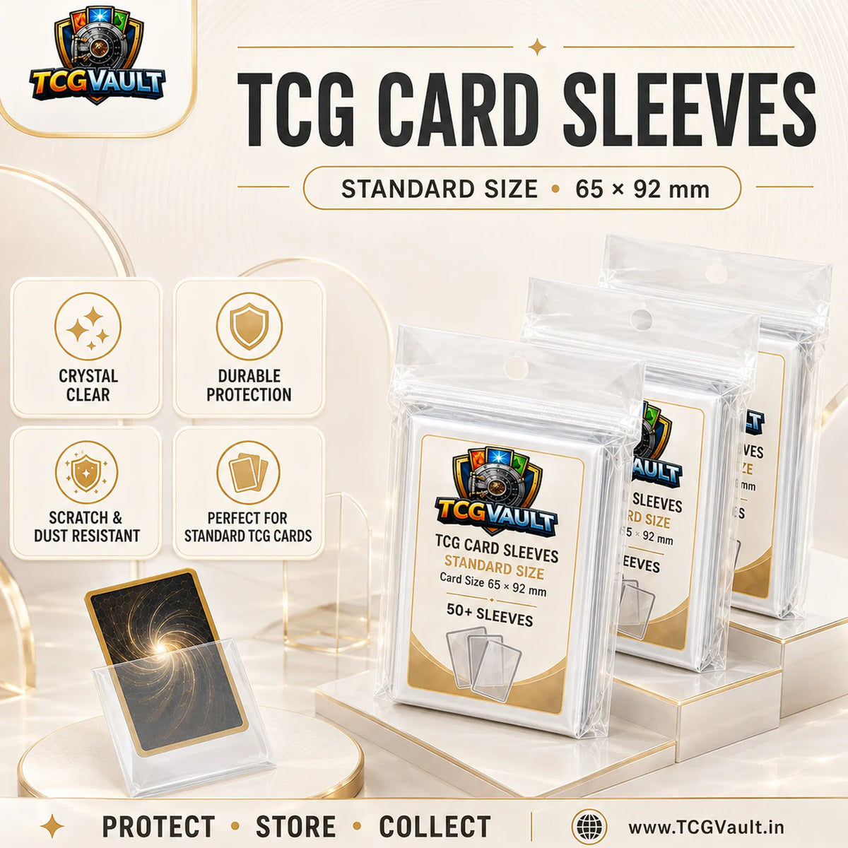 TCG Standard Card Sleeves 65x92mm 50+ Sleeves Pack - TCGVault