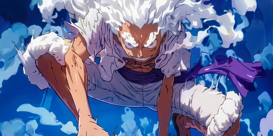 Gear 5 Luffy Sky Strike Anime Mouse Pad Blue Aura side view - TCGVault