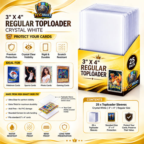 Premium 35PT Card Top Loaders – Hard Plastic Card Protectors Pack of 25