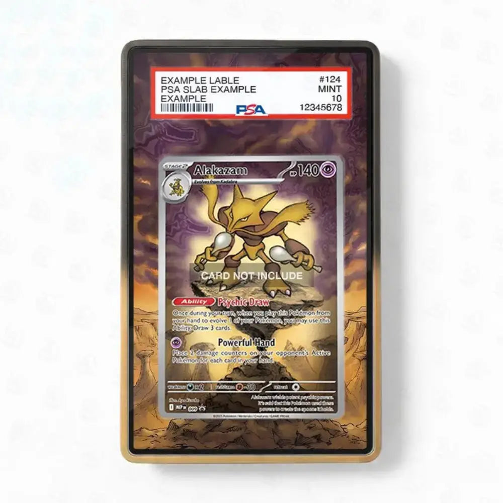 A PSA graded slab containing a Pokémon Abrodam card, shown against a white background. The slab has a black border with a gold inner frame and a red PSA label at the top.