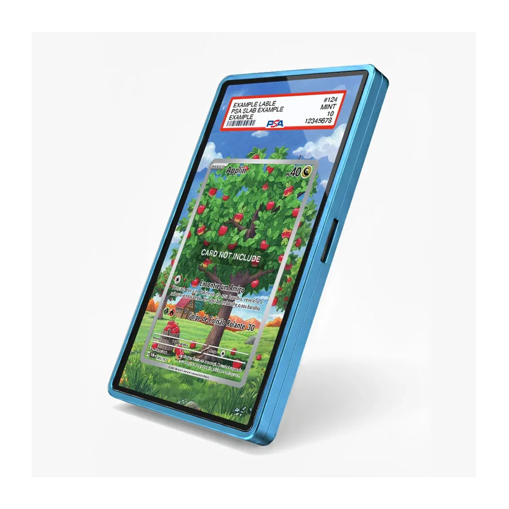 Applin 185/167 IR AR Twilight Masquerade extended art display case shown at an angled view with a lush apple tree, green foliage, blue sky, and colorful meadow artwork.