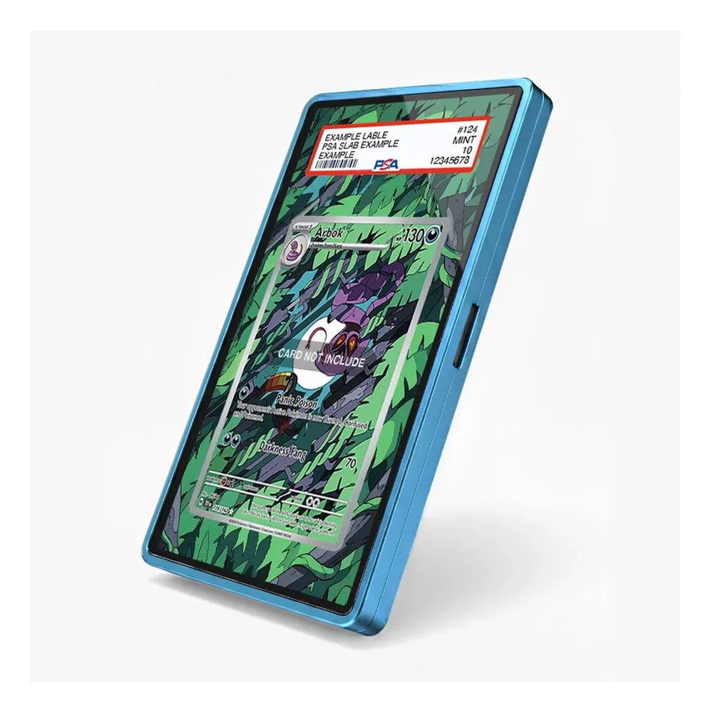 Arbok 176/162 IR AR Temporal Forces extended art display case shown at an angled view with a blue frame and dark green leafy forest artwork.