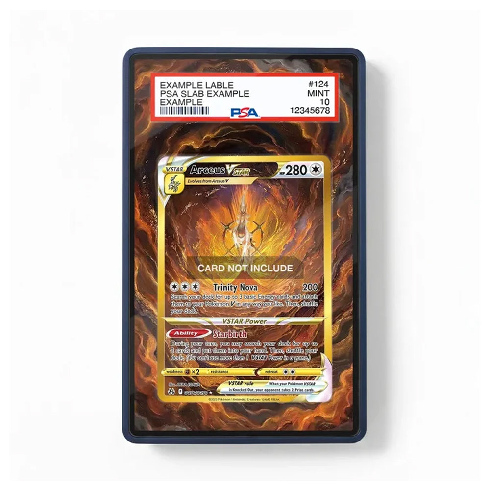 Front view of the Arceus VSTAR GG70 Crown Zenith Extended Art Display Case featuring an immersive extended artwork background around the displayed card.