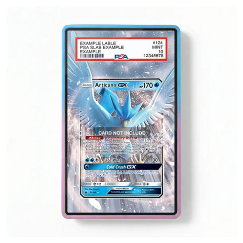 Front view of the Articuno GX 31 Celestial Storm Extended Art Display Case featuring an immersive icy-themed artwork background around the Pokémon card.