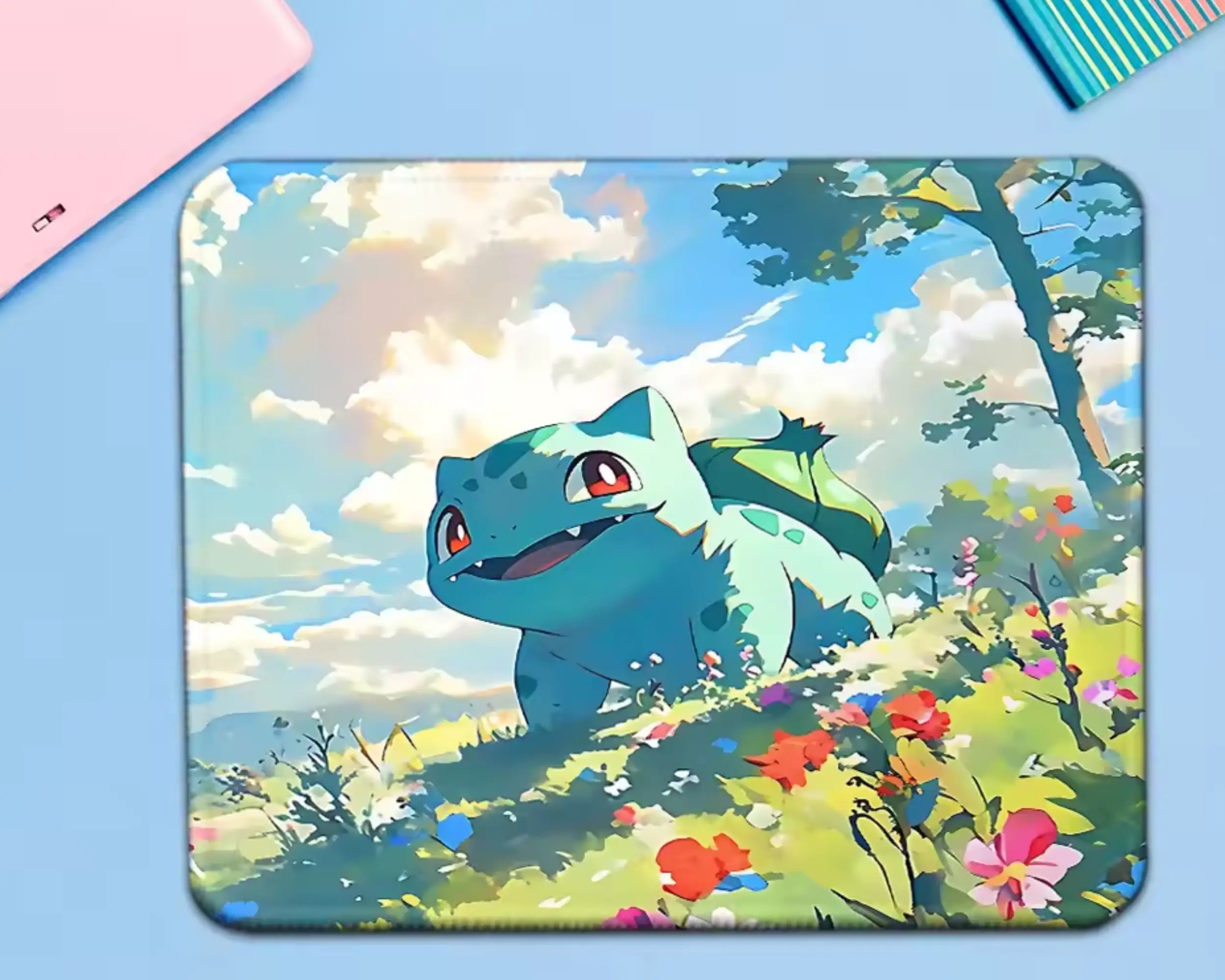 Bulbasaur Pokemon With Nature Artwork Gaming Mouse Pad | TCGVault