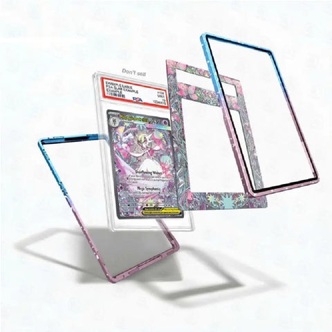 Card sleeves with a trading card featuring a character on a white background
