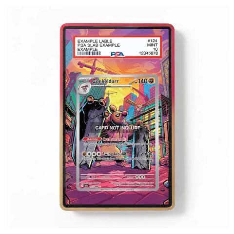 Front view of the Conkeldurr 127/086 Black & White-inspired extended art display case for Pokémon TCG collectors.