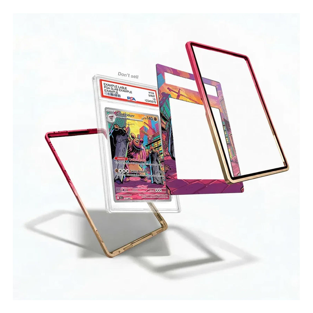 Conkeldurr extended art display case styled as a centerpiece for a Pokémon trading card collection.