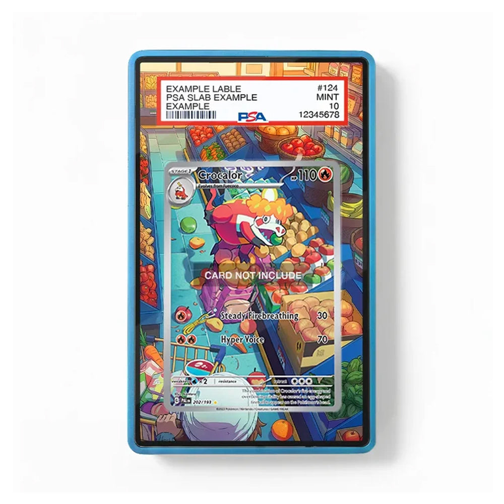Front view of the Crocalor 202/193 Paldea Evolved-inspired extended art display case for Pokémon TCG collectors.