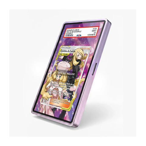 Angled view of the Cynthia & Caitlin extended art display case showcasing its collectible presentation.