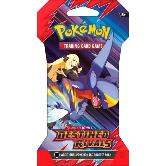 Pokemon TCG Scarlet & Violet Destined Rivals Sleeved Booster Pack featuring Cynthia and Garchomp artwork | TCGVault