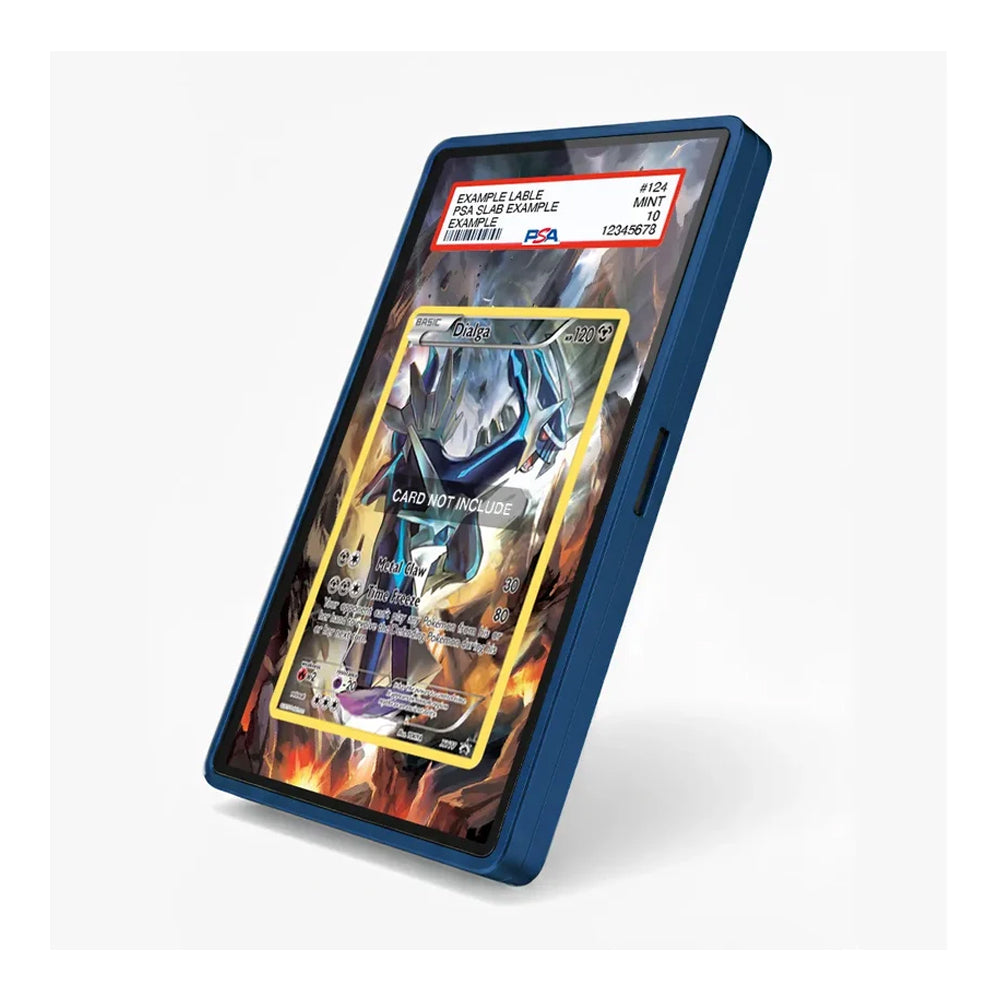 Angled view of the Dialga XY77 extended art display case showcasing its bold legendary Pokémon presentation.