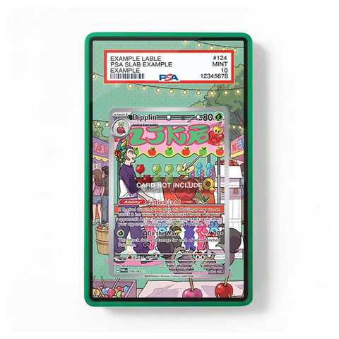 Front view of the Dipplin 170/167 Twilight Masquerade-inspired extended art display case for Pokémon TCG collectors.