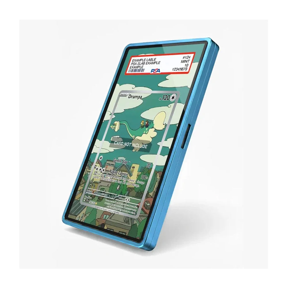Angled view of the Drampa extended art display case showcasing its Pokémon-themed presentation.