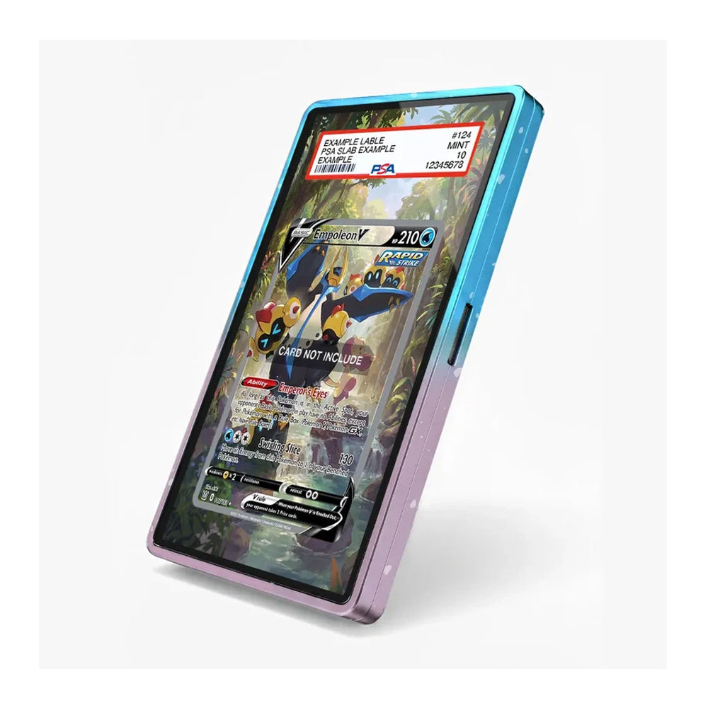 Angled view of the Empoleon V extended art display case showcasing its regal Pokémon-themed presentation.