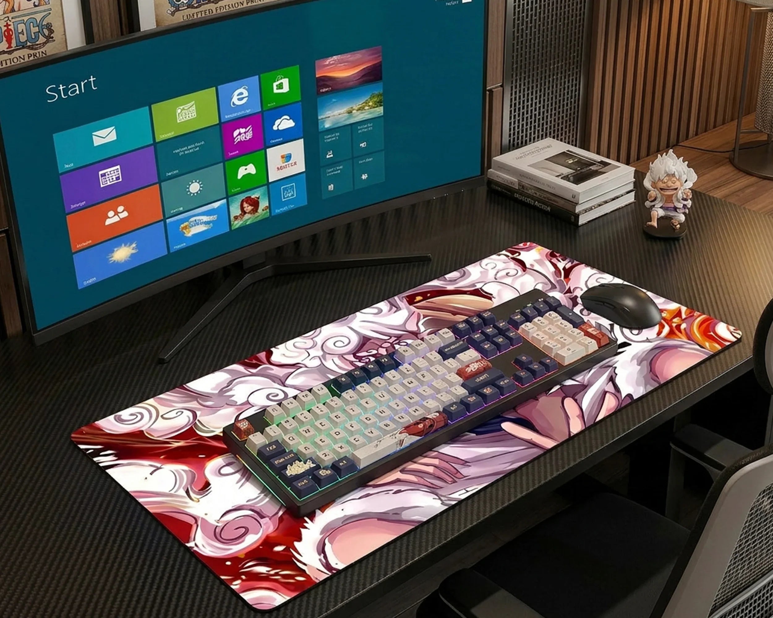 Gear 5 Luffy Fire Aura Anime Mouse Pad Epic Power Desk Mat - TCGVault