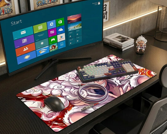 Gear 5 Luffy Fire Aura Anime Mouse Pad Epic Power Desk Mat - TCGVault