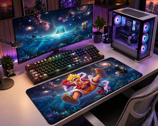 Gear 5 Luffy Ocean Adventure Anime Mouse Pad Colorful Wave Desk Mat - TCGVault