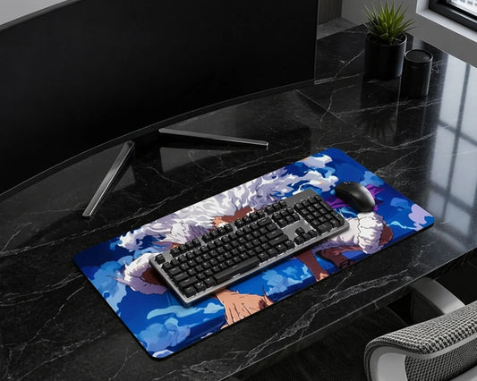 Gear 5 Luffy Sky Strike Anime Mouse Pad Blue Aura Desk Mat - TCGVault