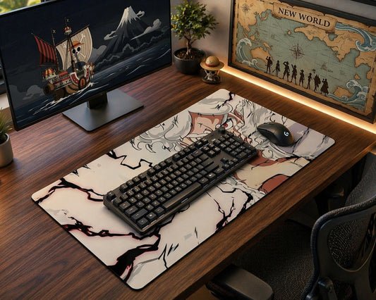 Gear 5 Luffy White Form Anime Mouse Pad Thunder Impact Desk Mat - TCGVault