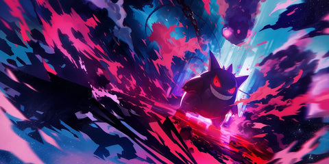 Gengar Shadow Storm Anime Style Gaming Mouse Pad Dark Neon Energy Design