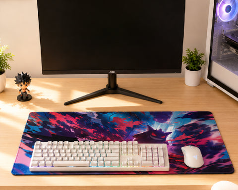 Gengar Shadow Storm Anime Style Gaming Mouse Pad Dark Neon Energy Design