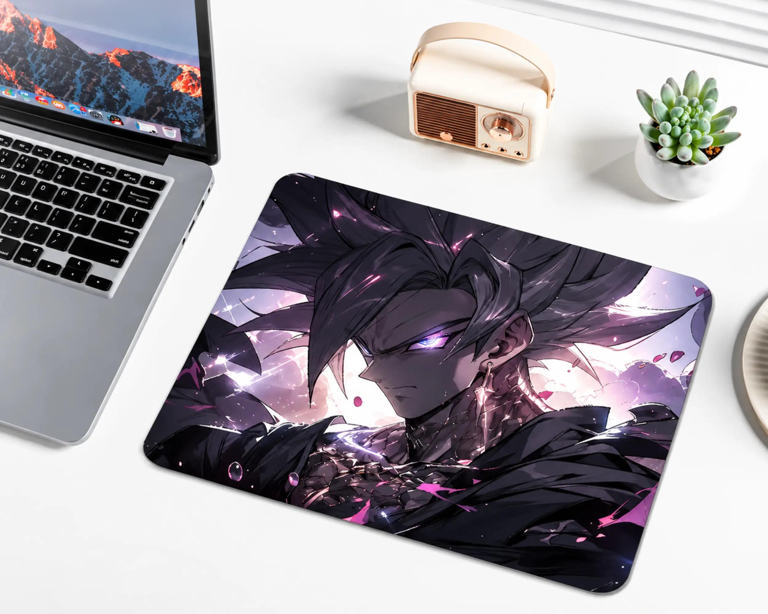 Goku Black Dragon Ball Anime Gaming Mouse Pad Purple Aura | TCGVault