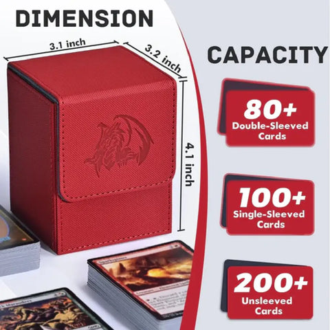 Open view of the Red Emperor Dragon Deck Box showcasing the soft grey microfiber interior lining and magnetic lid flap - TCGVault.