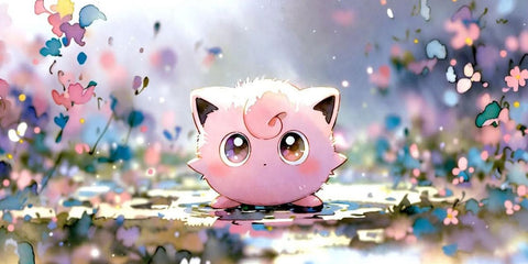 Jigglypuff Flower Garden Anime Gaming Mouse Pad Cute Pastel Dream Design