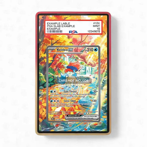 A PSA graded Pokémon TCG card slab containing a Keldeo EX card, shown against a plain white background. The slab has a red border and a PSA label at the top.